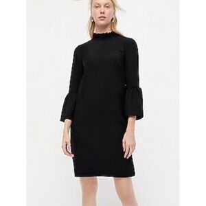 J. Crew Ruffle Sleeve Shift Dress Womens 8 Modest High Neck Holiday Party Chic